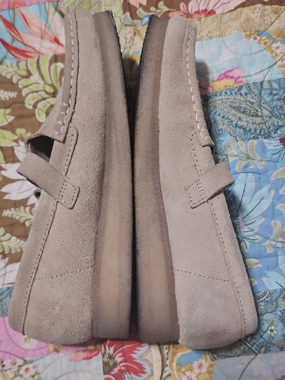Clarks Originals Beige Suede Mary Jane Loafers - Picture 2 of 6